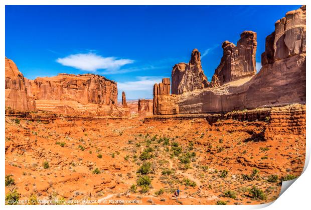 Tourists Park Avenue Section Arches National Park Moab Utah  Print by William Perry