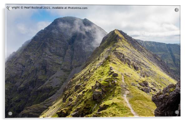Binn Chaorach ridge to Carrauntoohil Ireland Acrylic by Pearl Bucknall