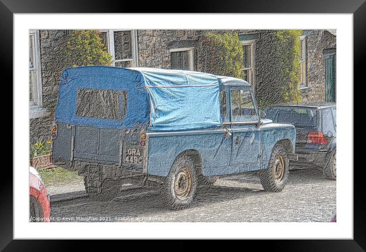 Land Rover (Sketch Style Image) Framed Mounted Print by Kevin Maughan