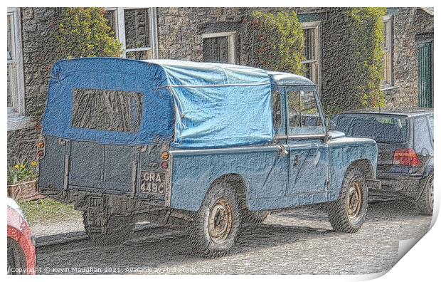 Land Rover (Sketch Style Image) Print by Kevin Maughan