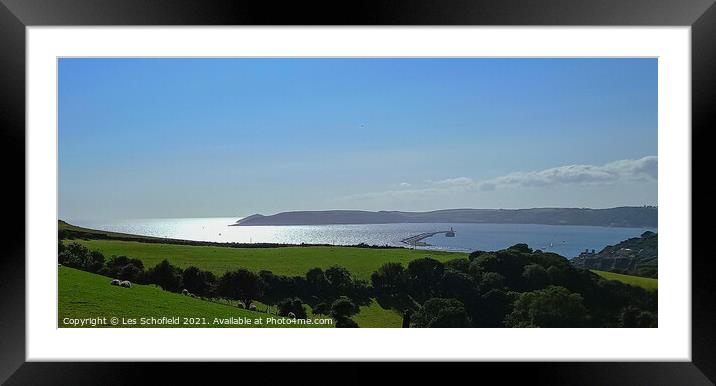 Plymouth sound  View Devon  Framed Mounted Print by Les Schofield