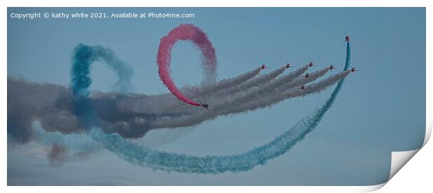 Red arrow airplanes flying in formation  Print by kathy white
