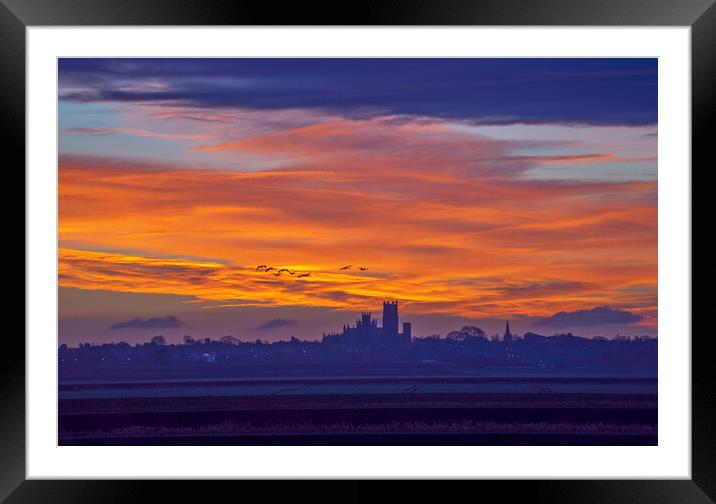 Sunrise over Ely Cathedral, 10th December 2018 Framed Mounted Print by Andrew Sharpe