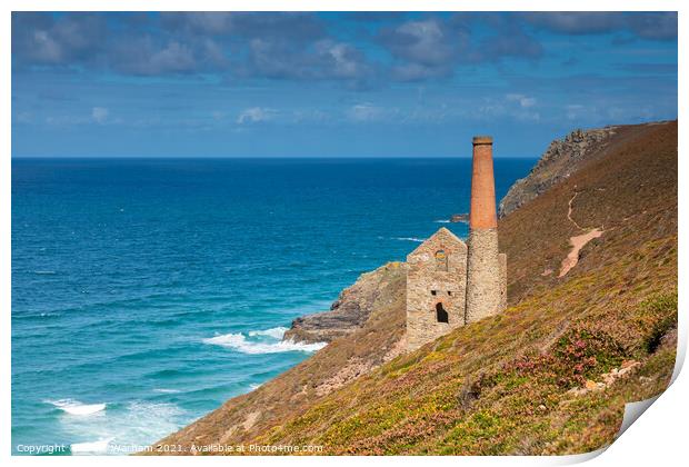 Tin mine on the cliffs of Cornwall near St Agnes Print by Chris Warham