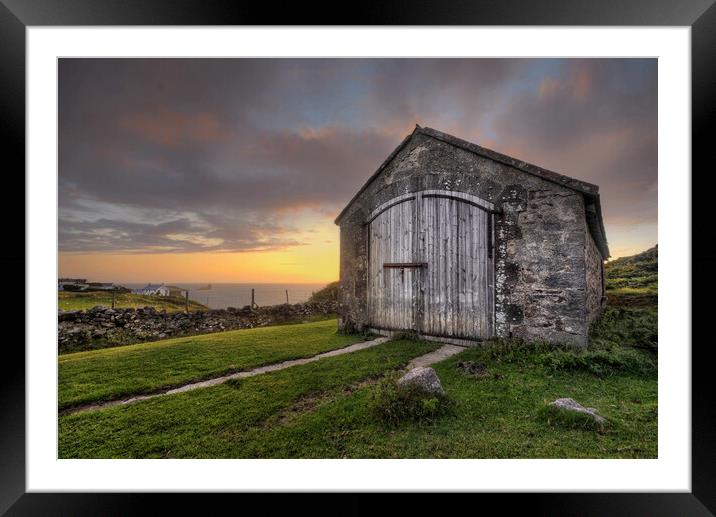 Rhossili Shed Sunset Framed Mounted Print by Neil Holman