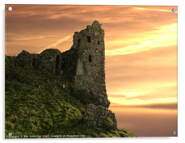 Dunure Castle Ayrshire Acrylic by Ros Ambrose