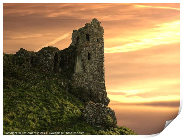Dunure Castle Ayrshire Print by Ros Ambrose
