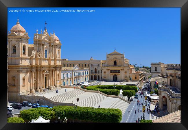 Piazza Municipio in Noto, Sicily Framed Print by Angus McComiskey