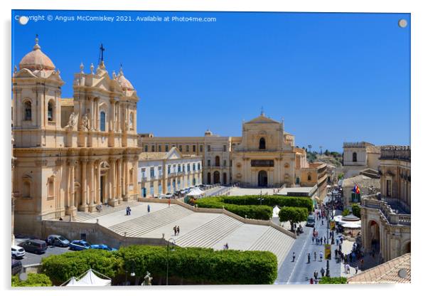 Piazza Municipio in Noto, Sicily Acrylic by Angus McComiskey