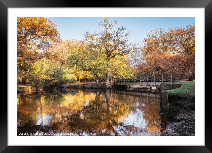 Autumn Bridge Framed Mounted Print by Brett Gasser