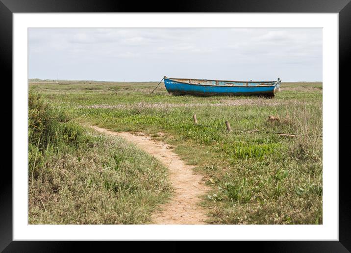 Boat stranded at Brancaster Staithe Framed Mounted Print by Jason Wells