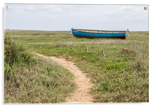 Boat stranded at Brancaster Staithe Acrylic by Jason Wells