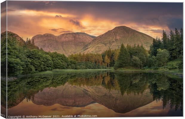 Torren Lochan Reflections Canvas Print by Anthony McGeever