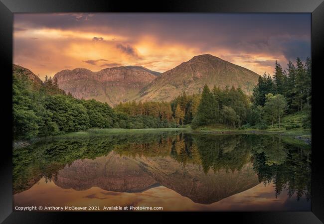 Torren Lochan Reflections Framed Print by Anthony McGeever