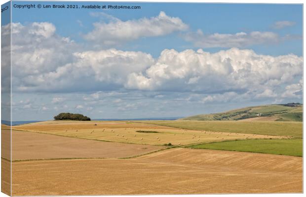 Sussex Downs Serenity Canvas Print by Len Brook