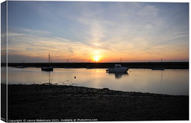 Sunset at Burnham Overy Canvas Print by Lenny Blakemore