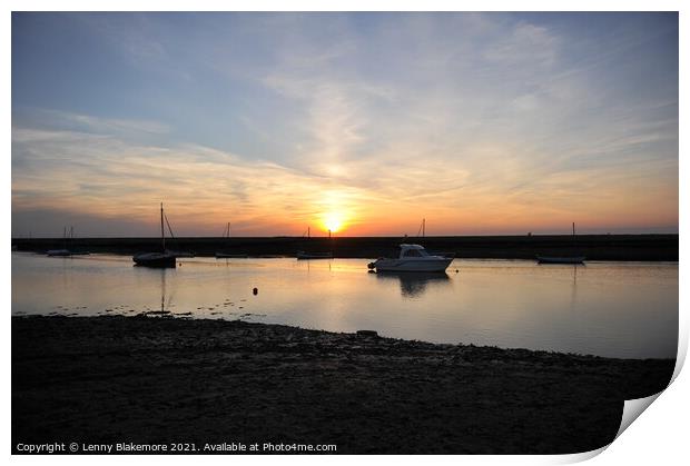 Sunset at Burnham Overy Print by Lenny Blakemore