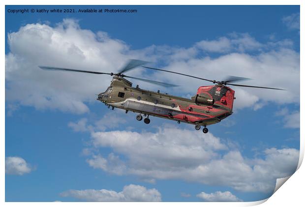 British military, the Chinook helicopter Print by kathy white