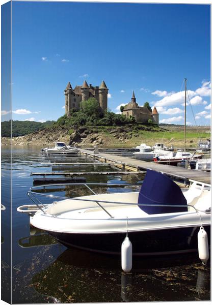 Ancient Castle Overlooking Tranquil Lake Canvas Print by Roger Mechan