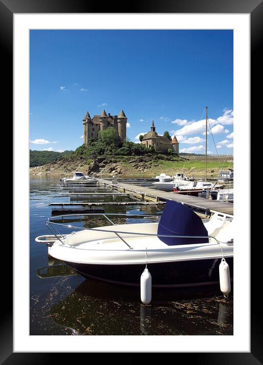 Ancient Castle Overlooking Tranquil Lake Framed Mounted Print by Roger Mechan