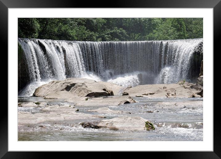 Powerful Waterfall in the Heart of France Framed Mounted Print by Roger Mechan