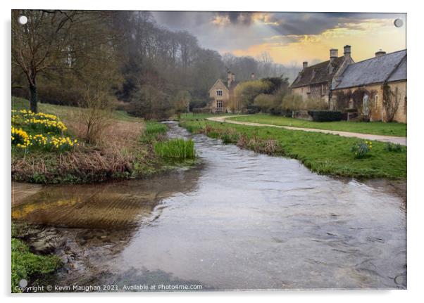 A Serene View of Lower Slaughter Acrylic by Kevin Maughan