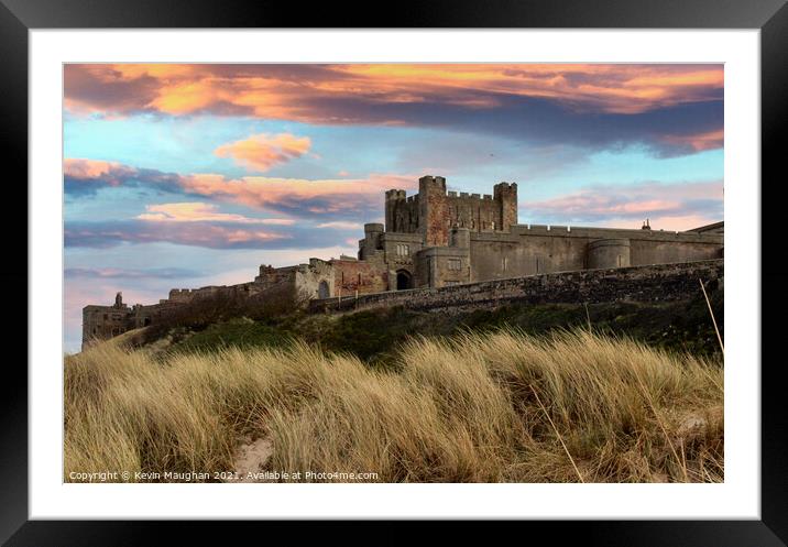 Bamburgh Castle From The Beach Framed Mounted Print by Kevin Maughan