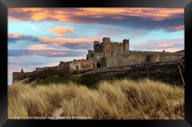 Bamburgh Castle From The Beach Framed Print by Kevin Maughan