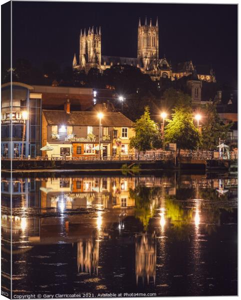Lincoln Cathedral at Night Canvas Print by Gary Clarricoates