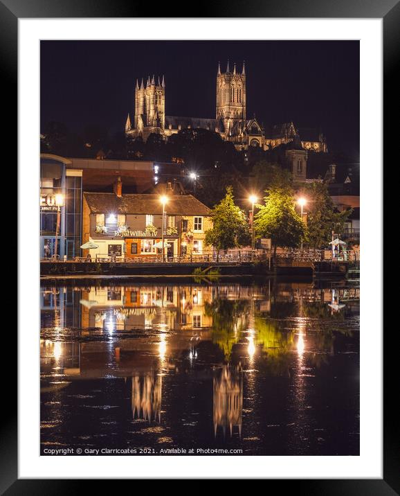 Lincoln Cathedral at Night Framed Mounted Print by Gary Clarricoates