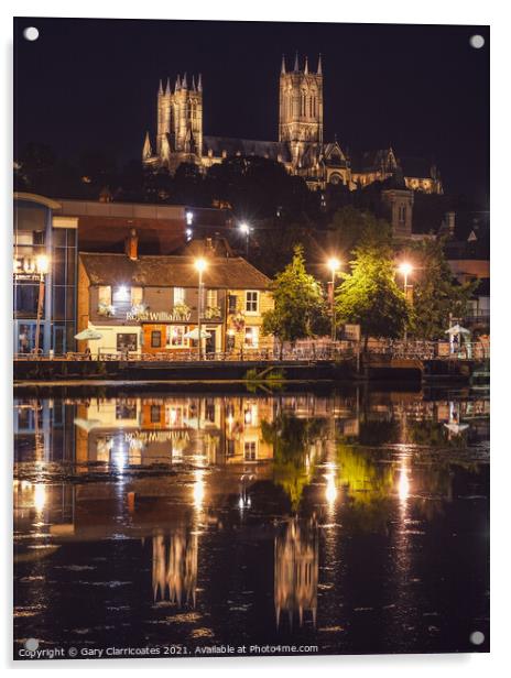 Lincoln Cathedral at Night Acrylic by Gary Clarricoates