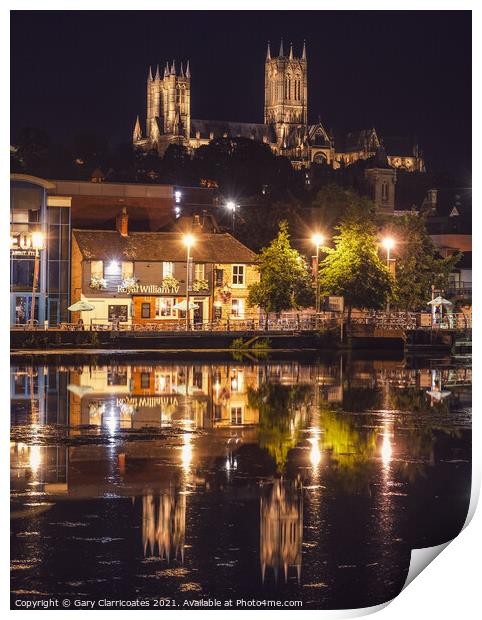 Lincoln Cathedral at Night Print by Gary Clarricoates