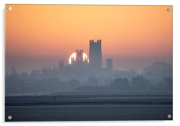 Dawn behind Ely Cathedral, 31st January 2019 Acrylic by Andrew Sharpe