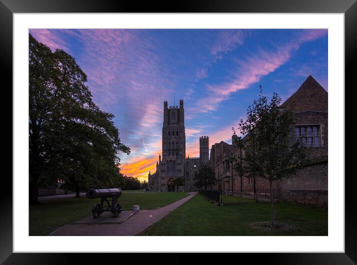 Pre-dawn clouds behind Ely Cathedral, 28th September 2018 Framed Mounted Print by Andrew Sharpe