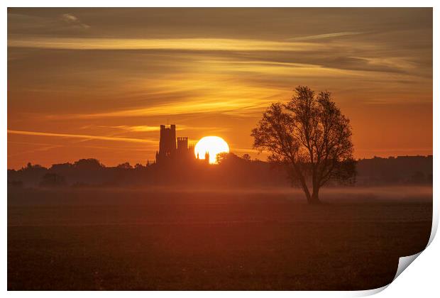 Dawn over Ely, 25th September 2018 Print by Andrew Sharpe