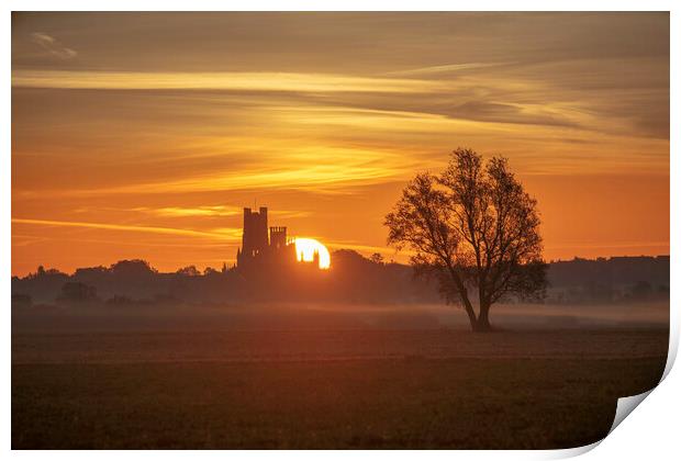 Dawn over Ely, 25th September 2018 Print by Andrew Sharpe