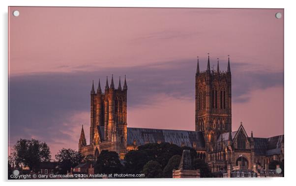 Dusk at Lincoln Cathedral Acrylic by Gary Clarricoates