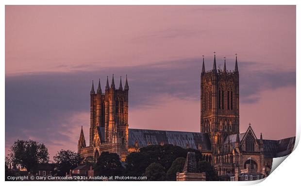 Dusk at Lincoln Cathedral Print by Gary Clarricoates