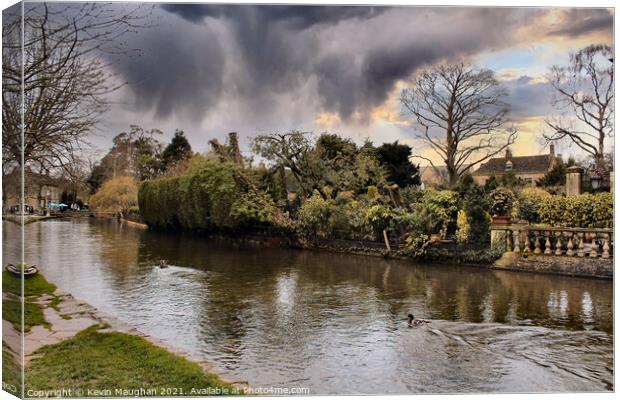 Bourton On The Water The River Windrush Canvas Print by Kevin Maughan