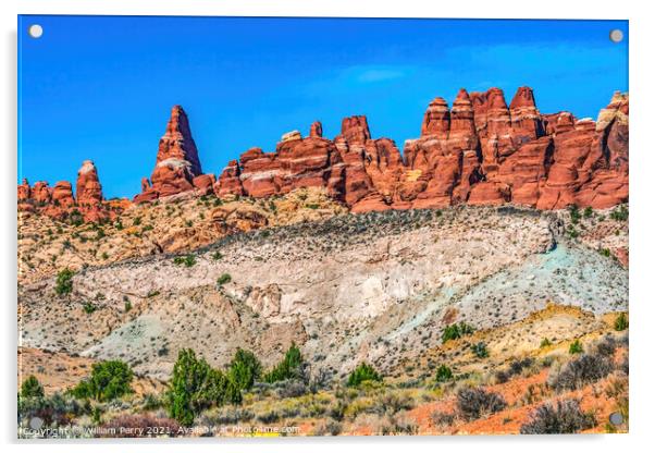 Painted Desert Red Fiery Furnace Arches National Park Moab Utah  Acrylic by William Perry