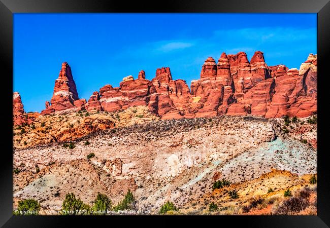 Painted Desert Red Fiery Furnace Arches National Park Moab Utah  Framed Print by William Perry