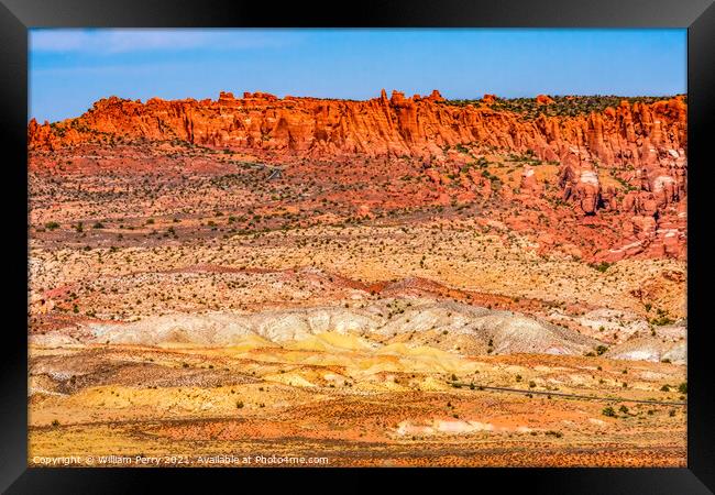 Painted Desert Orange Grass Sandstone White Sand Arches National Framed Print by William Perry