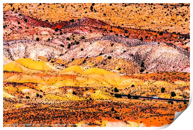 Highway Car Painted Desert Orange Grass Sandstone White Sand Arc Print by William Perry