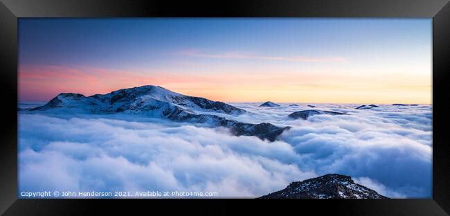  Snowdon inversion  Panorama. Framed Print by John Henderson