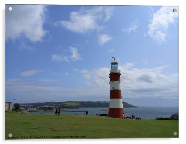 Guiding Light of Plymouth Hoe Acrylic by Les Schofield