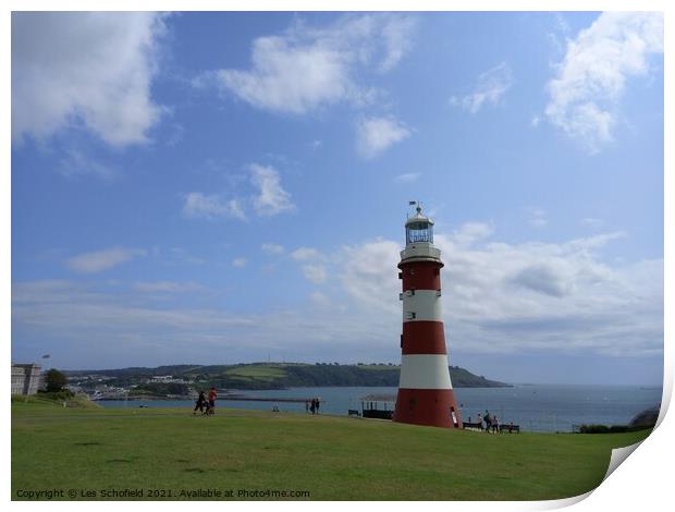 Guiding Light of Plymouth Hoe Print by Les Schofield