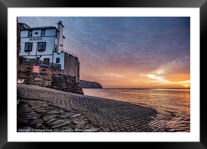 The Majestic Sunrise over Robin Hoods Bay Framed Mounted Print by Richard Perks