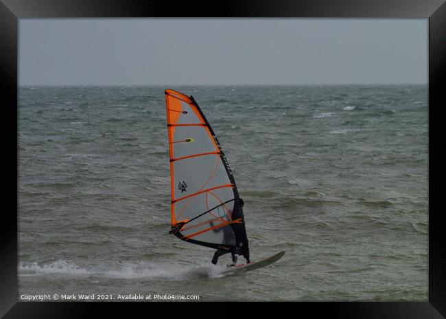 Windsurfing in Bexhill. Framed Print by Mark Ward