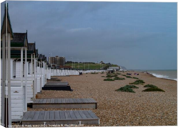 Bexhill Beach. Waiting for the Sun. Canvas Print by Mark Ward