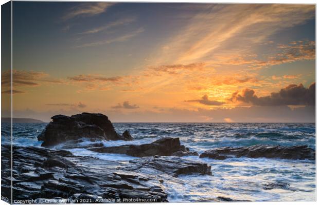 Cornish sunset - Gwithian, Godrevy beach, Hayle Canvas Print by Chris Warham
